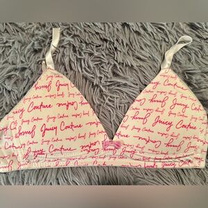 Juicy Couture Signature Print Cream and Pink Bra